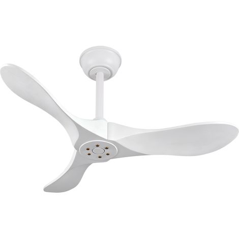 Ventilador de Techo 90x90x26 cm en Madera y Hierro Blanco sin Luz para Pequeño Espacio – MEUBLIV (1/5)