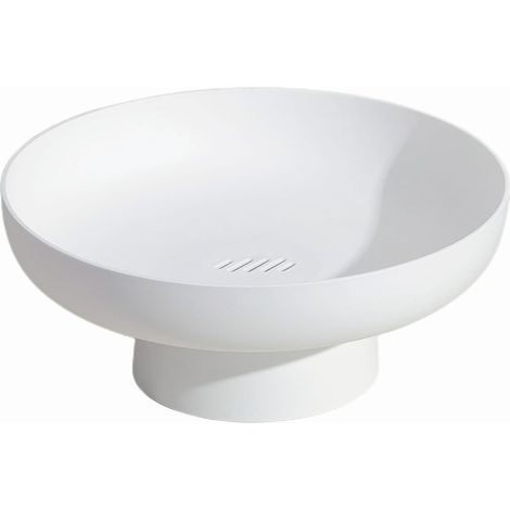 Coupe à fruits surélevée blanche moderne, récipient minimaliste en plastique pour fruits et collations, idéal pour le comptoir de la cuisine ou comme centre de table décoratif.