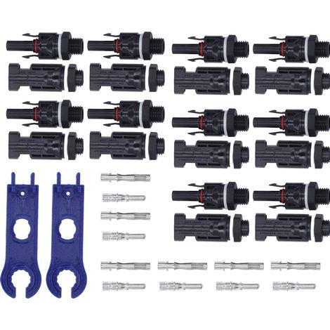 42 pièces connecteurs solaires IP67 étanches ignifuges pour câbles de panneaux photovoltaïques avec 2 clés 30A 1000VDC (1/5)