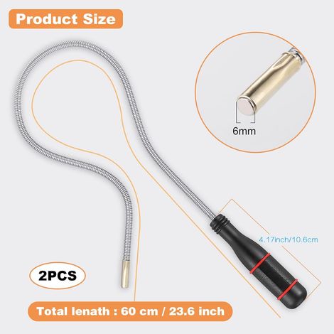 pezzi 60 cm flessibile strumento di prelievo magnetico, potente strumento di prelievo magnetico con impugnatura antiscivolo, magnete telescopico, strumento di prelievo magnetico portatile, meccanico d (1/4)
