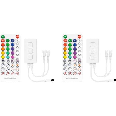 Deux contrôleurs de bande LED musicale Bluetooth SP611E WS2812B WS2811, avec télécommande à touches IR38 et application, compatibles avec l'éclairage LED adressable, DC5V-24V. (1/5)