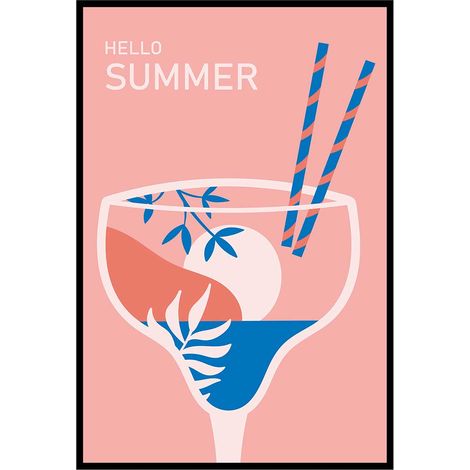 Affiche encadrée cocktail hello summer