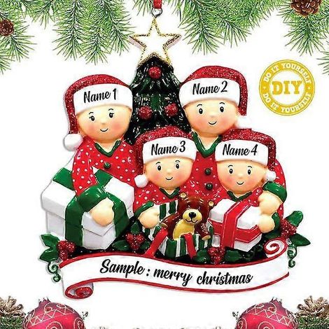Décoration de Noël suspendue pour sapin, Nouvel An, acrylique, à faire soi-même, décoration de Noël personnelle pour la maison, une famille de 4 personnes (1/5)