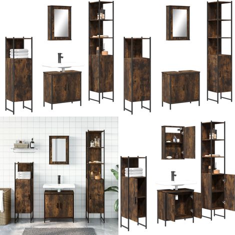 4-tlg. Badmöbel-Set Räuchereiche Holzwerkstoff - Badmöbel-Set - Badezimmermöbel - Holzwerkstoff - Rauchfarbe - Waschtischschrank - Home & Living (1/5)