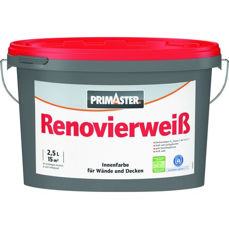 Primaster Wandfarbe Renovierweiß weiß 2,5 L