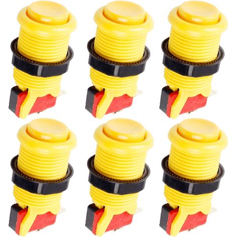 Boton americano arcade con microinterruptor (6 uds)  Amarillo (1/4)