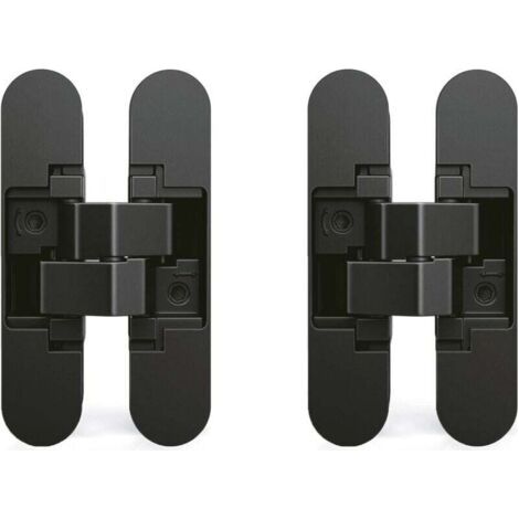 Invisible hinge for doors, Set of 2 invisible hinges for heavy doors, 40 kg load capacity, 180º opening, zamak, black