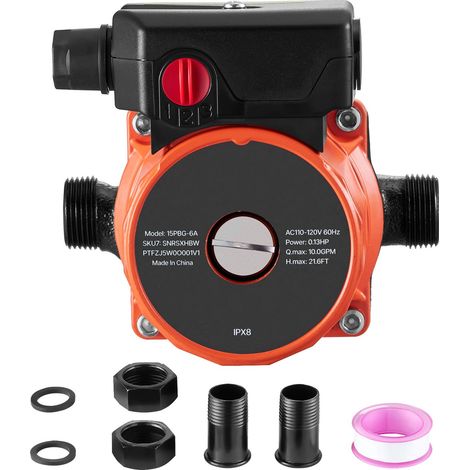 Circulateur d'eau chaude instantané, 38 L/min, 3 vitesses, 100W, 220-240V, adaptable G3/4-G1/2, tête en fonte, pour système de chauffe-eau. (1/5)