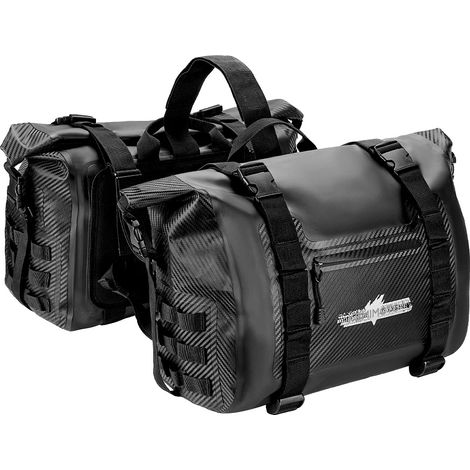 Alforjas para motocicleta, impermeables, de gran capacidad, 2 unidades, 25 litros, negras. (1/2)