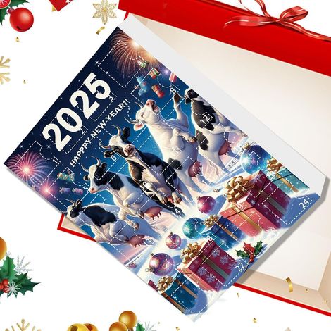 Calendrier de l'Avent Calendrier Mignon Avec 24 Vachettes Décorations de Noël en Figurines Cartoon pour et (1/5)