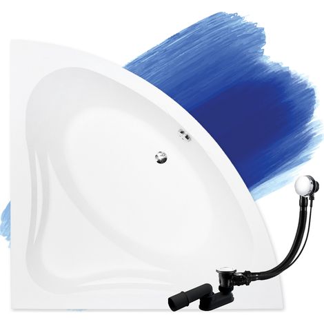 Baignoire Bain d'angle 120x120, Siphon de bain et pieds (support) - Set 3en1 - Fabriqué en UE - BADLAND MIA