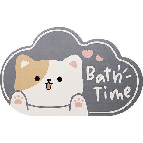 Tapis de salle de bain absorbant à motif chat, coussin anti-diatomées, tapis de toilette antidérapant, tapis de sol pour toilettes, tapis de porte à séchage rapide (1/5)