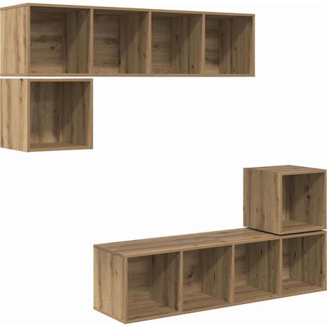 Maison Exclusive - TV-Schrankset Wandmontiert 4 pcs Artisan-Eiche