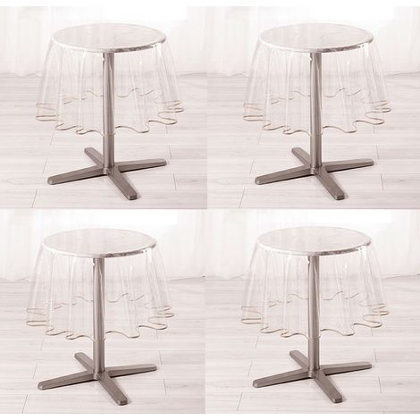 Nappe ronde  transparente ourlet coloré Taupe 180x180 cm