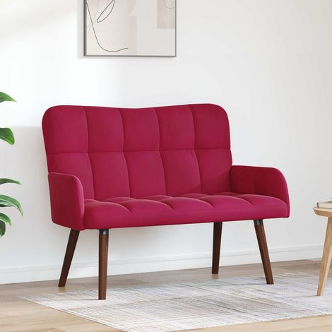 vidaXL Sofa 2 places Bordeaux 115 x 61 x 87 cm Velours (1/5)