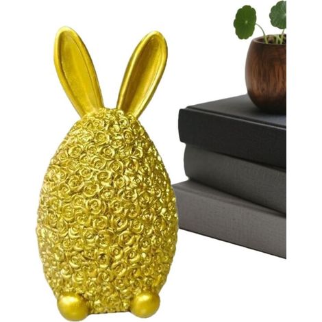 Statue de lapin Adorable figurine de collection de printemps, statue d'œuf de lapin, décoration de Pâques, pour chevet, bibliothèque, cheminée, rebord de fenêtre, table à manger, fête, mariage