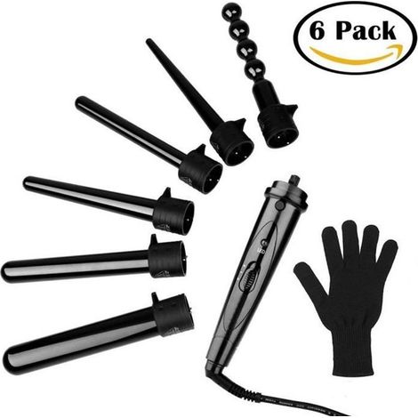 Fer à Boucler,6 en 1 Fer à Friser Professionnels Interchangeable en Céramique Tourmaline,LED Températures la Coiffure Frisée (1/4)