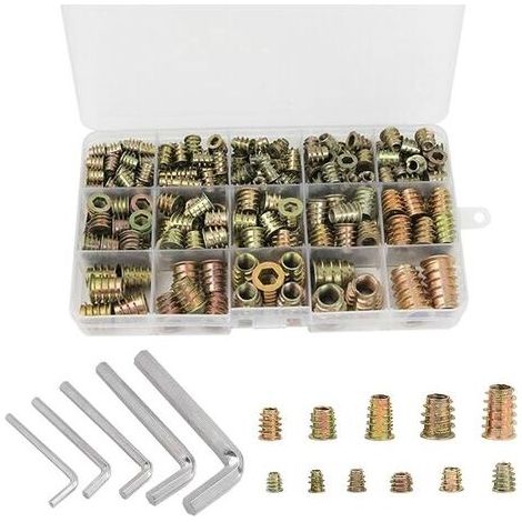 Tuercas hexagonales XVX M4 M5 M6 M8 M10 con insertos roscados, tuercas hexagonales roscadas de aleación de zinc (230 unidades) (1/4)