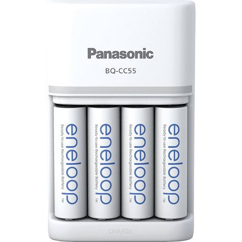 Chargeur de piles rondes NiMH avec accus Panasonic Smart & Quick BQ-CC55 +4x eneloop AA (1/5)