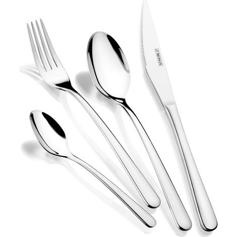 Monix Pisa Set con Coltello per Lombata, Acciaio Inox, Grigio, 8.5 X 14.5 X 24 Cm, 24 Pezzi (1/5)