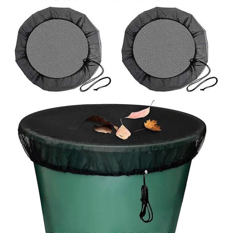 2 filets pour récupérateur d'eau de pluie, housse pour récupérateur d'eau de pluie, avec cordon de serrage, 95 cm, résistant aux intempéries, anti-moustiques, filet réglable pour récupérateur d'eau de (1/5)