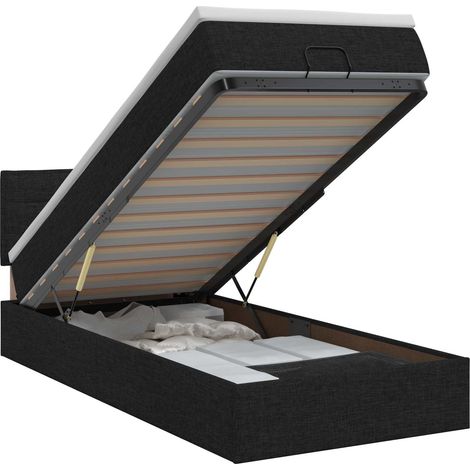 Maison Exclusive - Letto ottomano con materasso Nero 100 x 200 cm Tessuto (1/5)