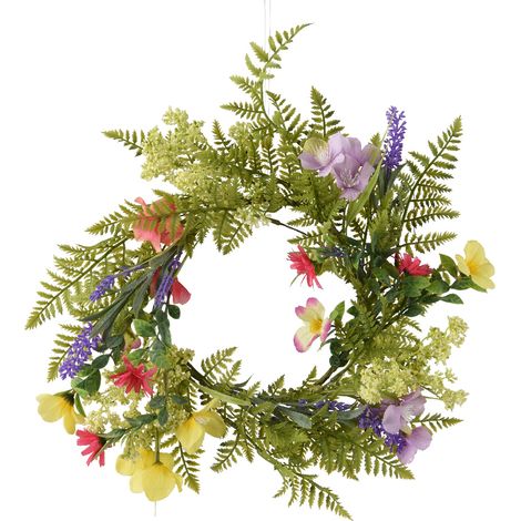 GHIRLANDA PRIMAVERA D45 H10 CM FIORI DI PESCO/MARGHERITE/LAVANDA