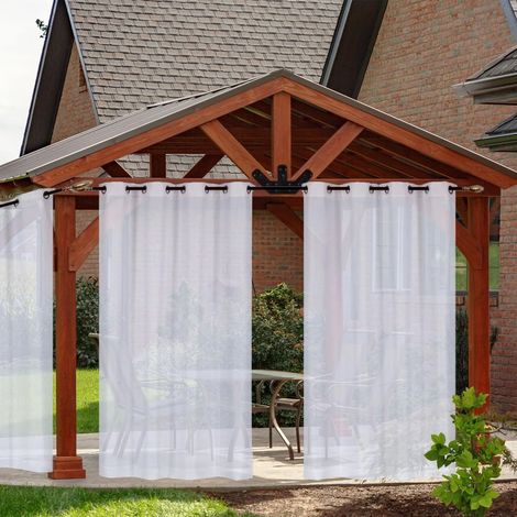 Rideaux de patio extérieur légers et imperméables avec anneaux métalliques ensemble deux pièces blancs pouces. 52 x 84 (1/5)