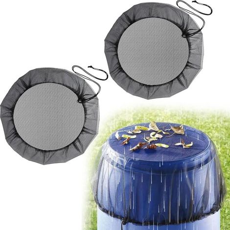 2 Pcs Filet pour Citerne de Pluie, Filet de Protection Réglable Housses en Maille pour Tonneau de Pluie avec Cordon de Serrage,Protection Contre Les Moustiques et Les Feuilles(Diamètre 95 cm)- (1/5)