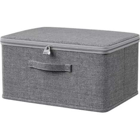 Boîte de rangement en tissu, boîte verrouillable avec cadenas à combinaison,302014cm (1/5)
