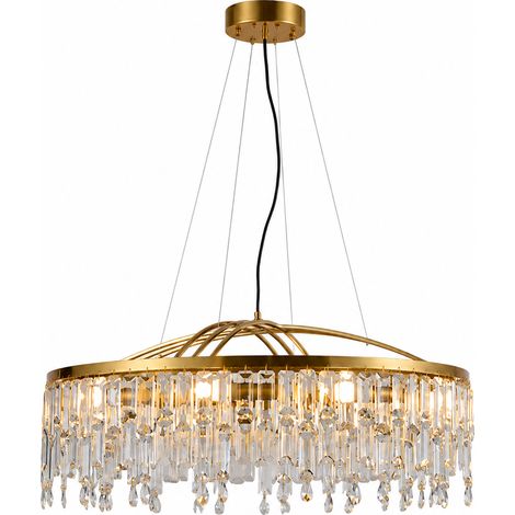 LUSSOCRAFT Lustre en cristal élégant – Métal, 3 couleurs d'éclairage dimmables, 4 lampes douille E14, Ø57.8 cm, pour salle à manger et chambre (1/5)