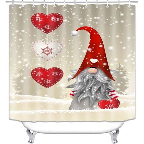 Rideau de douche Père Noël pour salle de bain, rideau de douche Joyeux Noël, rideau de douche d'hiver style B 120180 (1/3)