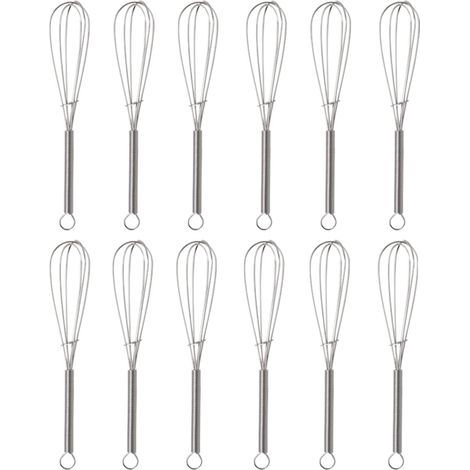 Lot de 12 petits fouets, mini fouets en acier inoxydable, batteurs à œufs, 12,5 cm (1/5)