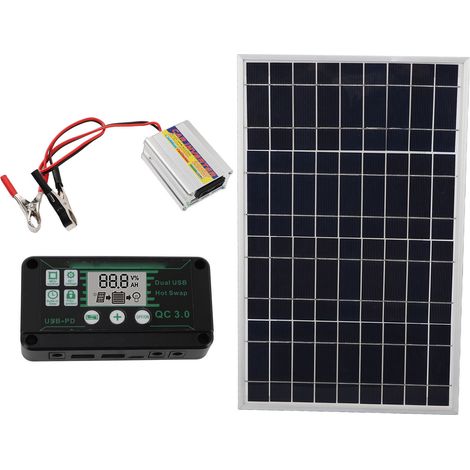 Kit de panneau solaire 30 W, panneau solaire 220 W, onduleur MPPT, contrôleur étanche pour l'alimentation électrique (1/5)