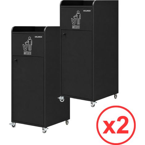 Lot de 2 Poubelles snack "MERCI" en bois Noir 100 Litres PREMIUM - GOLDINOX (1/4)