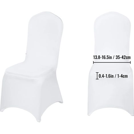 Housse de Chaise, Tissu Élastique, Ajustement Universel, Blanc à l'avant plat, 50PCS (1/2)