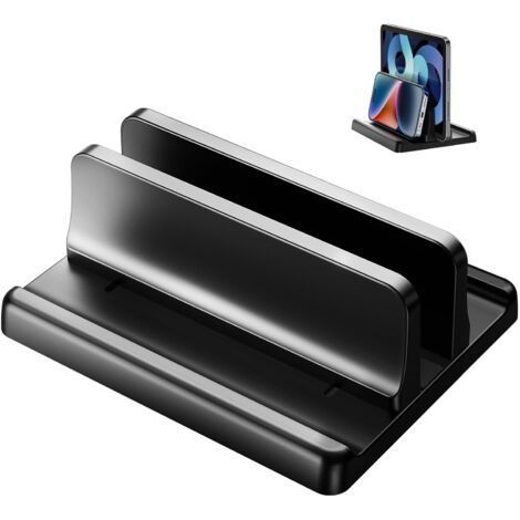 BUNTHAUS Support vertical pour ordinateur portable 3 en 1, support d'ordinateur de bureau réglable en plastique ABS, support vertical pour ordinateur portable, gain de place pour tous les livres (1/5)