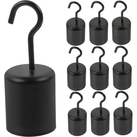 10 pièces Crochet Suspendu Vintage Métal Noir pour Suspension Luminaire Lot de Résistant pour Eclairage Intérieur et Extérieur Accessoire Rétro pour Corde de Suspension (1/4)