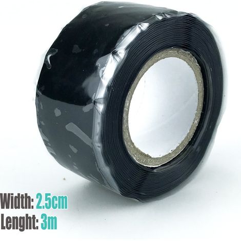 3 rouleaux de ruban adhésif silicone simple face isolant, imperméable et résistant aux hautes et basses températures. (2,5 cm x 3 m) (1/5)