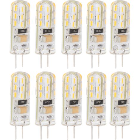 Lot de 10 ampoules LED G4 à double culot, 1,5 W, 110 V CA, 110 lm, en silicone, pour éclairage paysager et extérieur (cour, jardin, etc.), lumière blanche 6000 K (1/5)