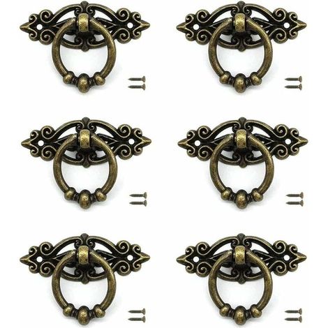 6 pcs Tiroir de Porte Bouton de Tiroir Poignée Meuble Bronze avec Vis pour Armoire Rétro Tiroir Commode Meubles Rétro (1/5)