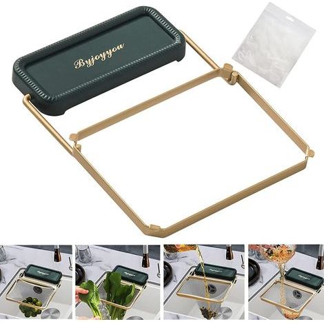 Sink mixer tap, kitchen filter bag, corner sink strainer for sink drain, drain strainer, collapsible sink dispenser, drain basket (1 holder + 100 filter bags) (ver (1/5)
