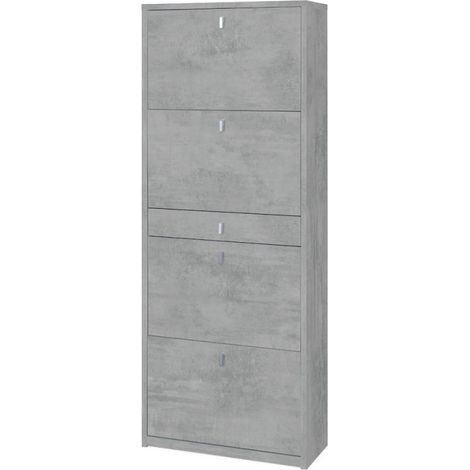 Schuhschrank mit vier Türen und einer Schublade Beton Cemento 63x29x H164 cm (1/2)