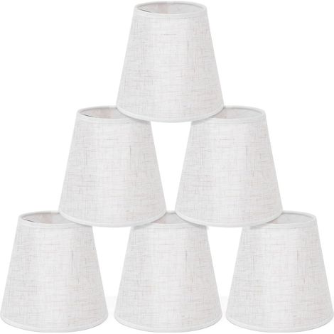 Lot de 6 mini abat-jours en lin E14, idéal pour une chambre, un hall, un bureau, un hôtel, etc. Convient aux lampes de table, appliques, lustres et lampadaires, couleur lin. (1/5)