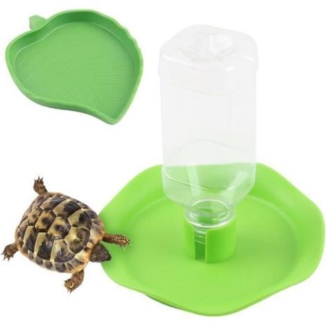 Set mit 2 Schildkröten-Wassernäpfen, automatischer Futterautomat + Futternapf, Wassernapf für Reptilien, Schildkröten, Echsen, Hamster (1/4)