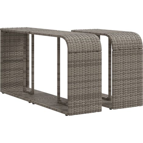 Storage Shelves 2 pcs Grey Poly Rattan vidaXL