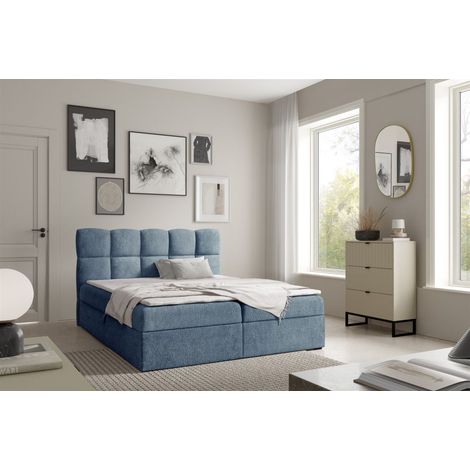 Boxspringbett Schlafzimmerbett PAROZO 160x200cm Stoff Coral Blau