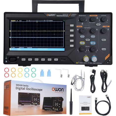 Oscilloscope numérique OWON SDS210, bande passante de 100 MHz, 1 GS/s, 14 bits (1/5)
