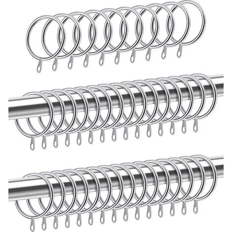 40 Pack Anneaux de Suspension en Métal pour Rideaux et Tringles, Diamètre Intérieur 30 mm, Anneaux en Métal Argenté, pour Tringles à Rideaux Accessoires rideau (1/5)