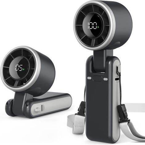Ventilador de mano，13350 rpm，3600 mAh，recargable，mini ventilador portátil con 5 velocidades，oficina y exteriores (1/2)
